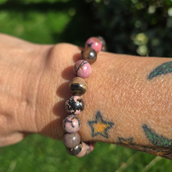 Rhodonite Gemstone Beaded Bracelets - Picture 4 of 9